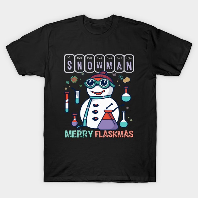 Merry Flaskmas - For Science Scientist Christmas T-Shirt by Outrageous Flavors